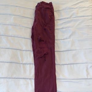 Maroon Ripped Jeans.